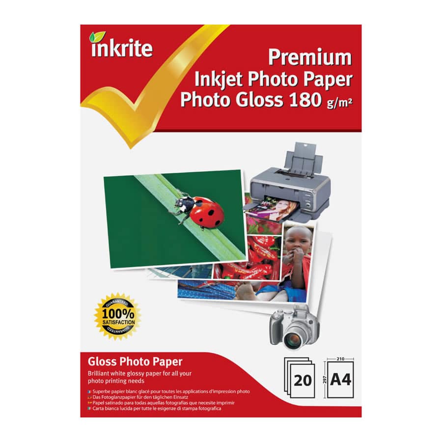 Inkrite PhotoPlus Premium Paper Photo Glossy 180gsm A4 (20 sheets)