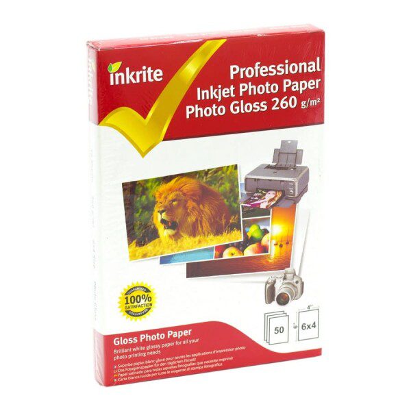 Inkrite Professional Paper Photo Glossy 260gsm 6x4 (50 sheets)