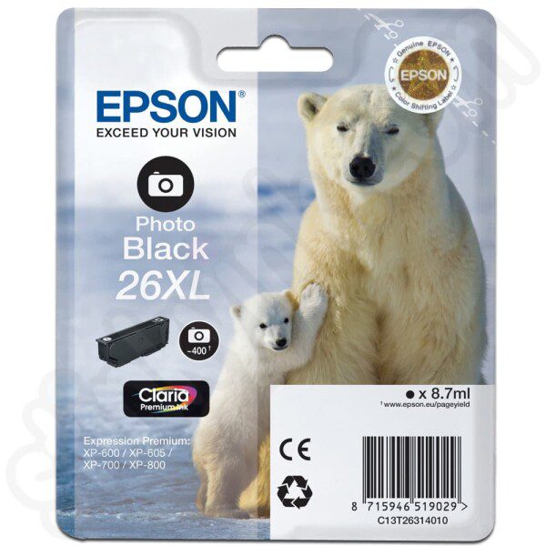 Original Epson 26XL High Yield Photo Black Ink Cartridge