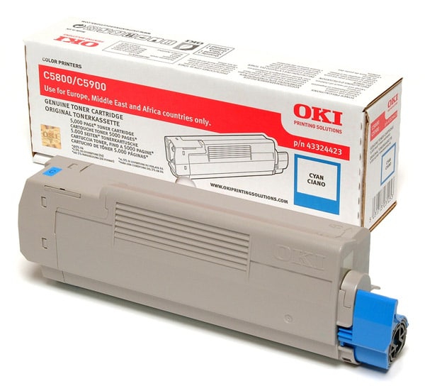Original OKI 43324423 Standard Yield Cyan Toner Cartridge