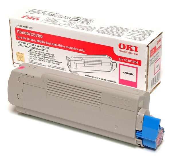 Original OKI 43381906 Standard Yield Magenta Toner Cartridge