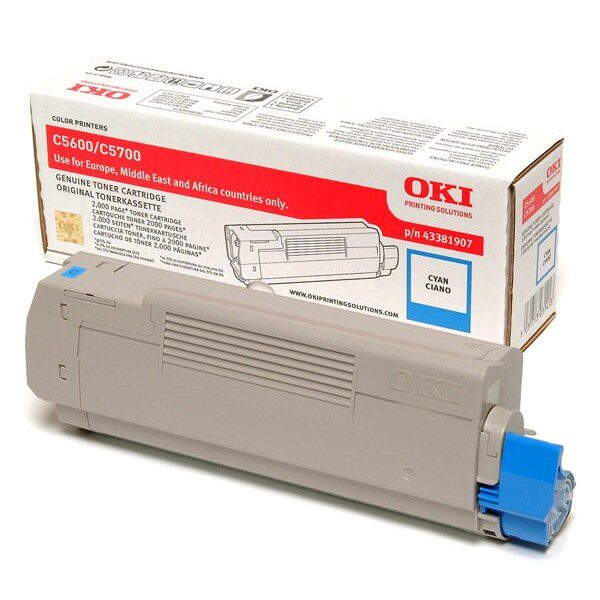 Original OKI 43381907 Standard Yield Cyan Toner Cartridge
