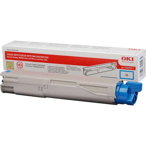Original OKI 43459323 Standard Yield Cyan Toner Cartridge