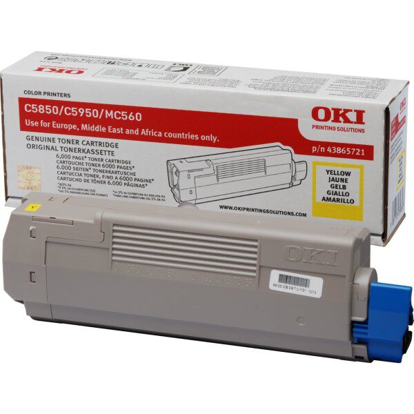 Original OKI 43865721 Standard Yield Yellow Toner Cartridge