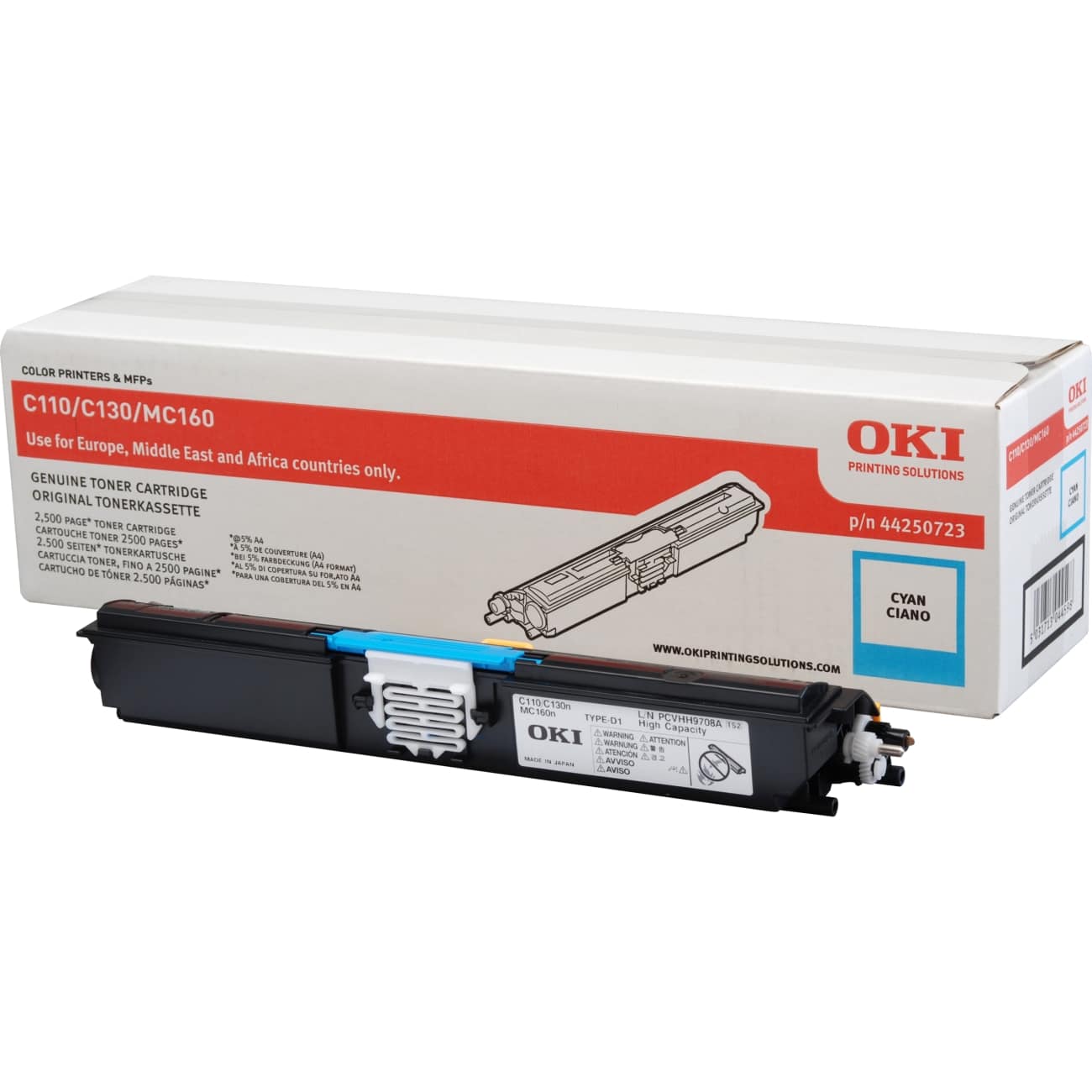 Original OKI 44250723 High Yield Cyan Toner Cartridge