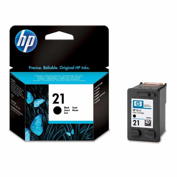 Original HP 21 Standard Yield Black Ink Cartridge Twin Pack