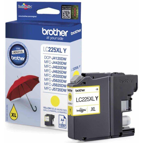 Original Brother LC225XLY High Yield Yellow Ink Cartridge