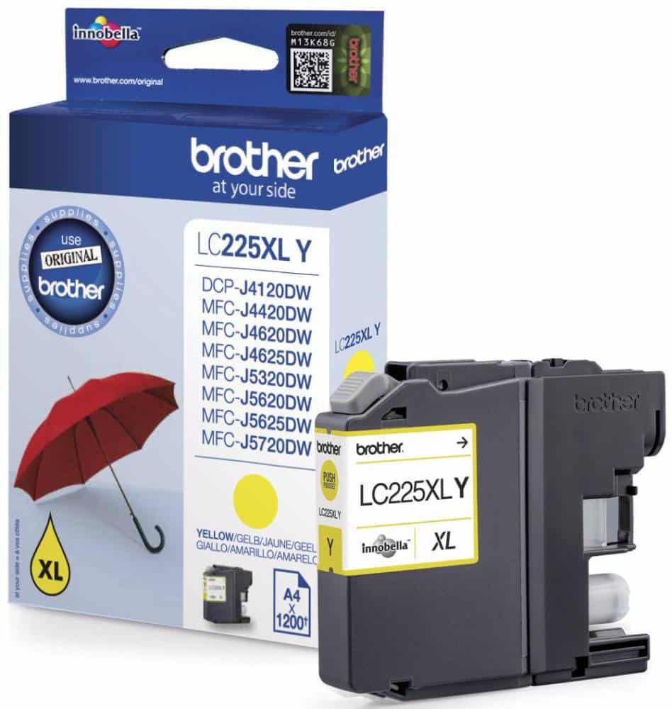 Original Brother LC225XLY High Yield Yellow Ink Cartridge