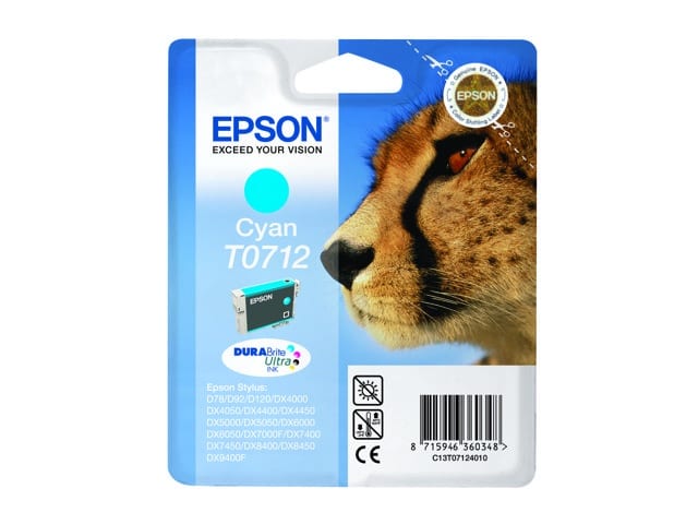 Original Epson T0712 Standard Yield Cyan Ink Cartridge