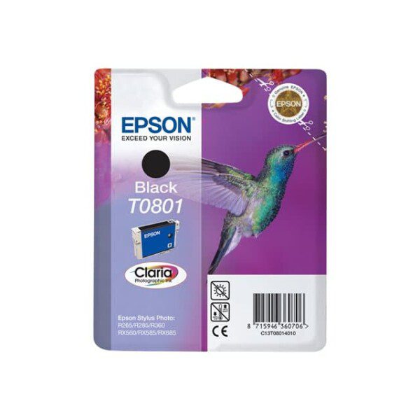 Original Epson T0801 Standard Yield Black Ink Cartridge