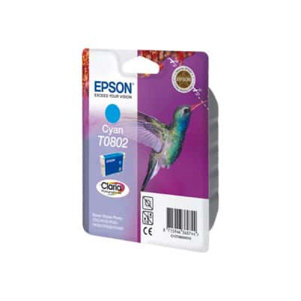 Original Epson T0802 Standard Yield Cyan Ink Cartridge