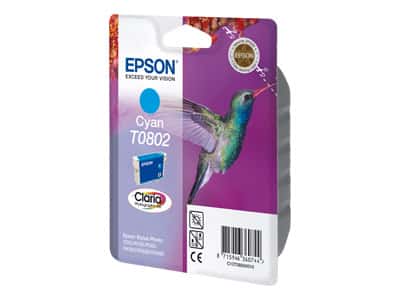 Original Epson T0802 Standard Yield Cyan Ink Cartridge