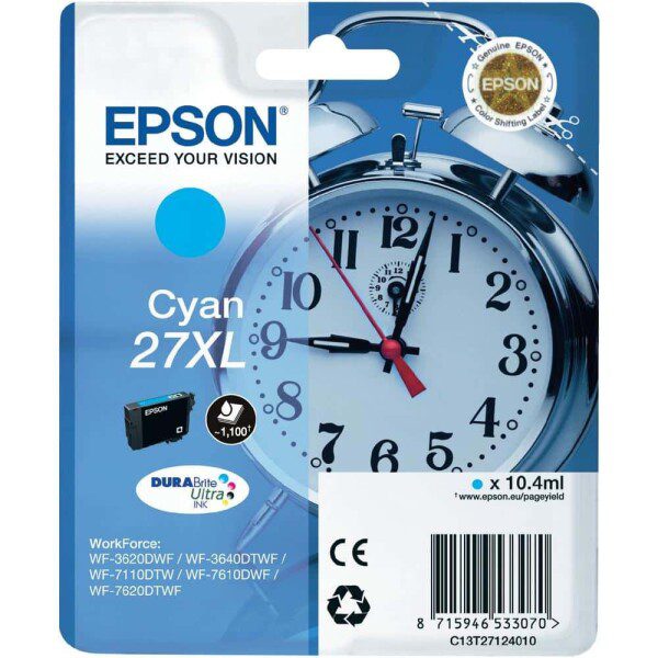 Original Epson 27XL High Yield Cyan Ink Cartridge