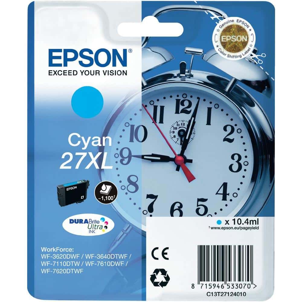 Original Epson 27XL High Yield Cyan Ink Cartridge