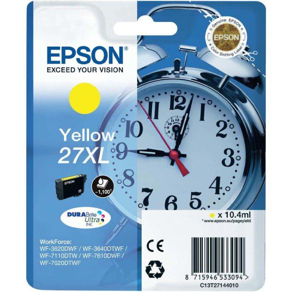 Original Epson 27XL High Yield Yellow Ink Cartridge