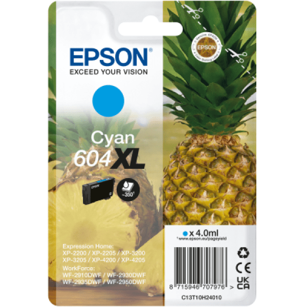Original Epson 604XL High Yield Cyan Ink Cartridge